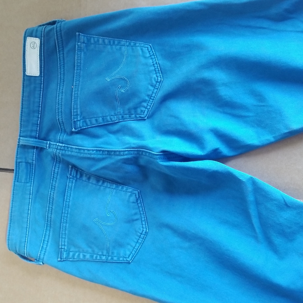 ADRIANO GOLDSCHMIED "THE STILT CROP" CIGARETTE CROP PANTS SZ 26X25 SEA BLUE - Picture 7 of 11